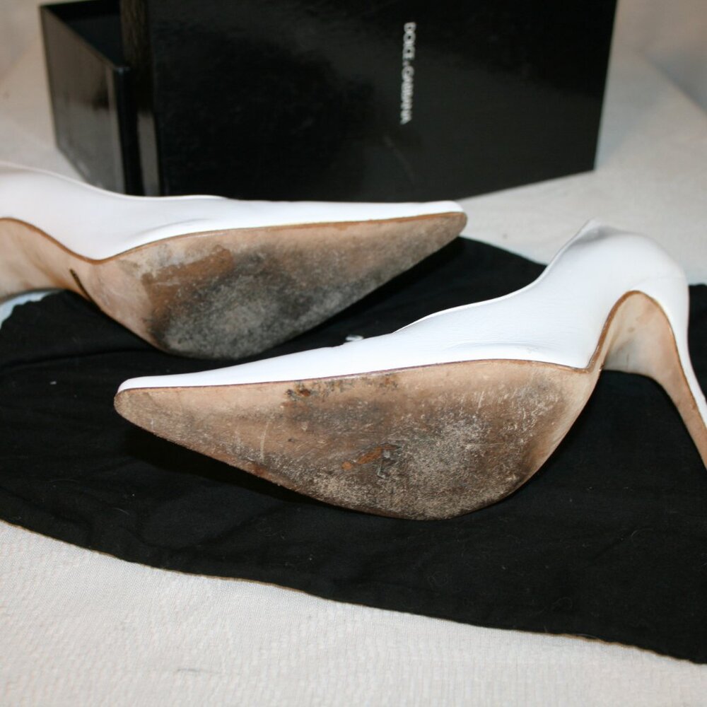 Dolce & Gabbana Nero White Leather Pumps Size 38 Eur. / 7.5 US - Picture 9 of 13